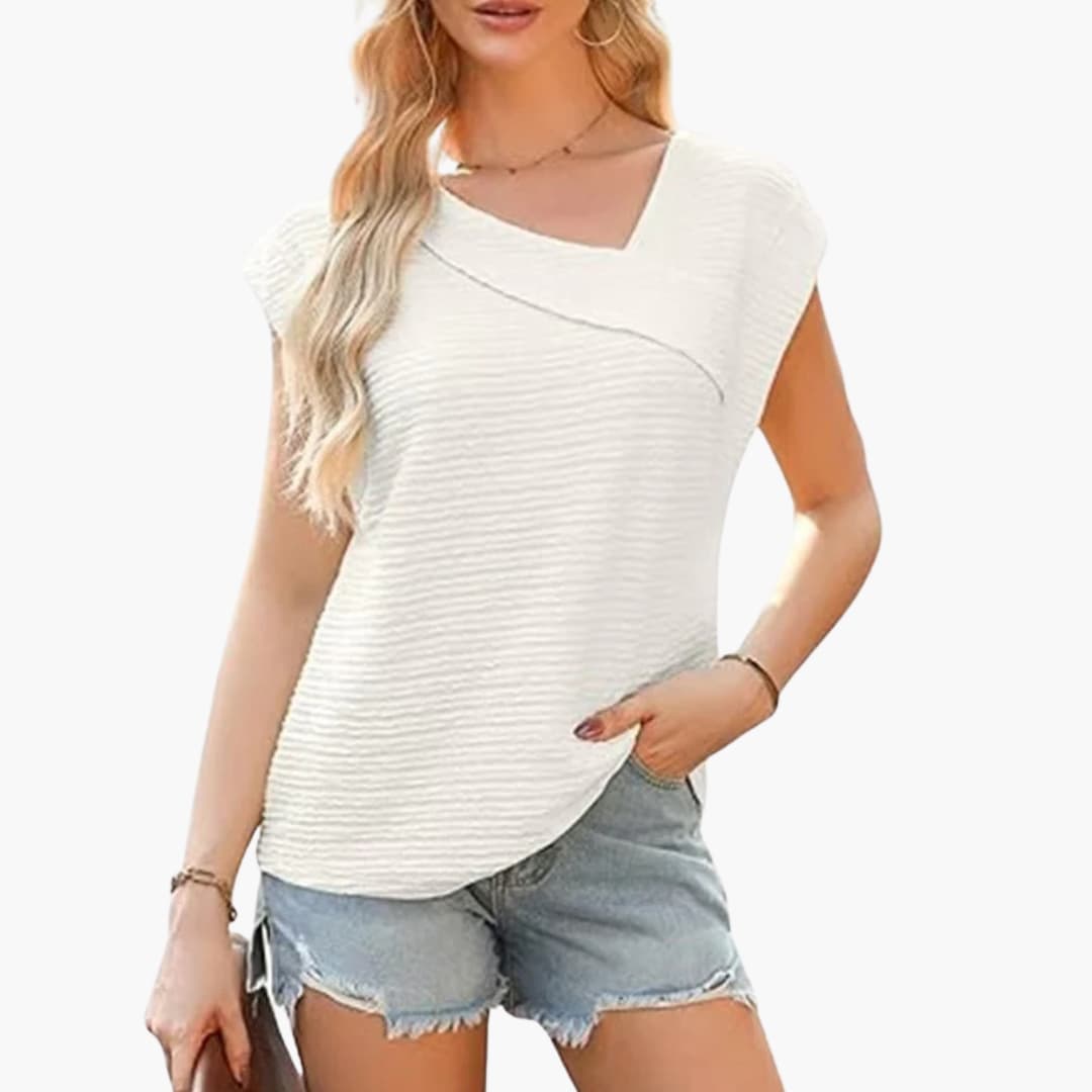 Women's Short Sleeve Asymmetrical T-Shirt Stretch Fabric