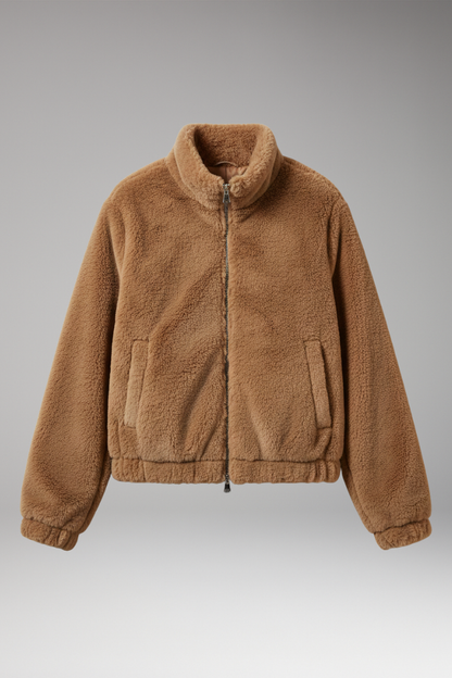 Women's Teddy Bomber Jacket Front Zipper