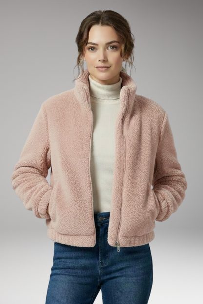 Women's Teddy Flight Jacket Front Zipper