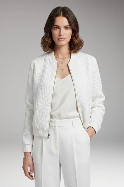 Women's Textured Flight Jacket Stand Collar