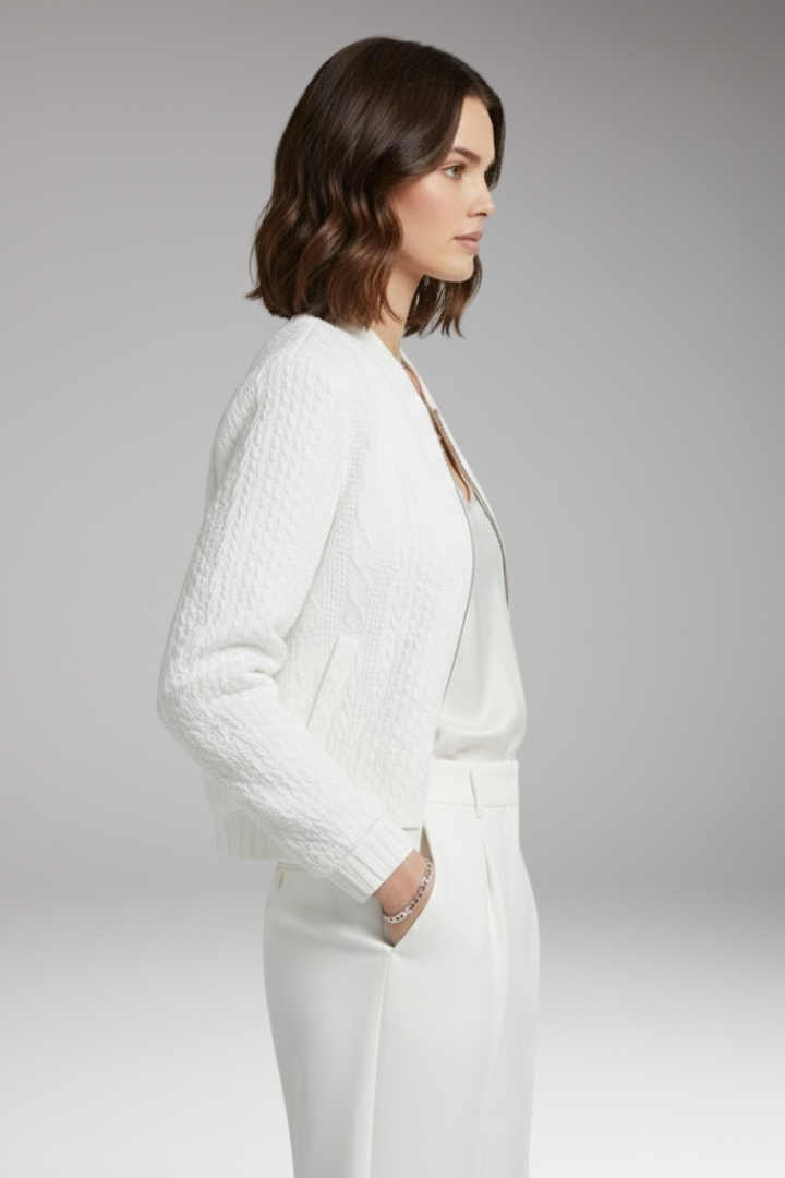 Women's Textured Flight Jacket Stand Collar