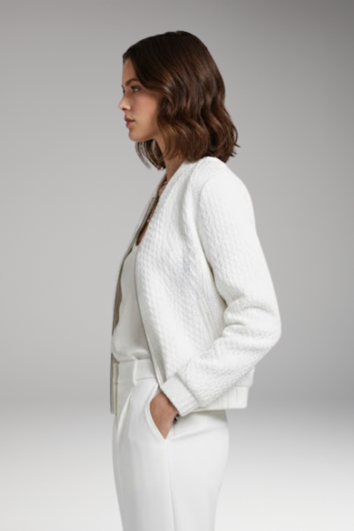 Women's Textured Flight Jacket Stand Collar