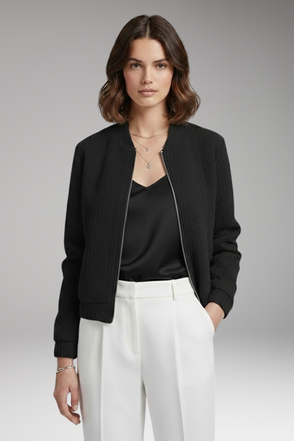 Women's Textured Flight Jacket Stand Collar