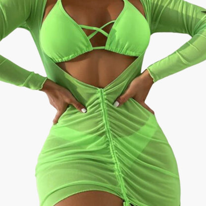 Women's Padded Bikini Set with Long Skirt Cover Up