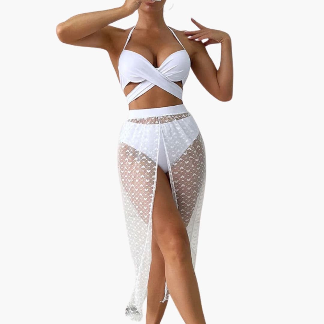 Women's Bikini Set Sheer Mesh Skirt