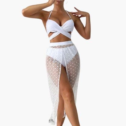 Women's Bikini Set Sheer Mesh Skirt