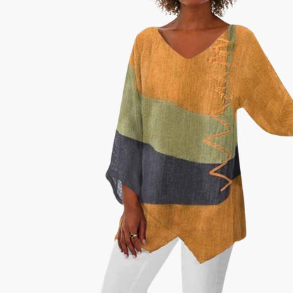 Women's Long Sleeve Blouse Relaxed Fit Crew Neck