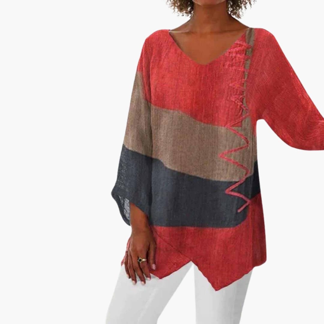 Women's Long Sleeve Blouse Relaxed Fit Crew Neck