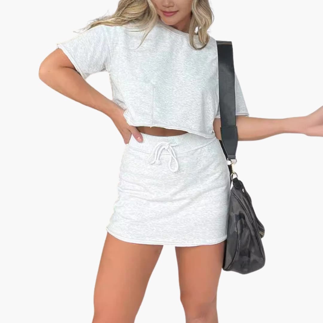 Women's Crop Drawstring Skirt Set