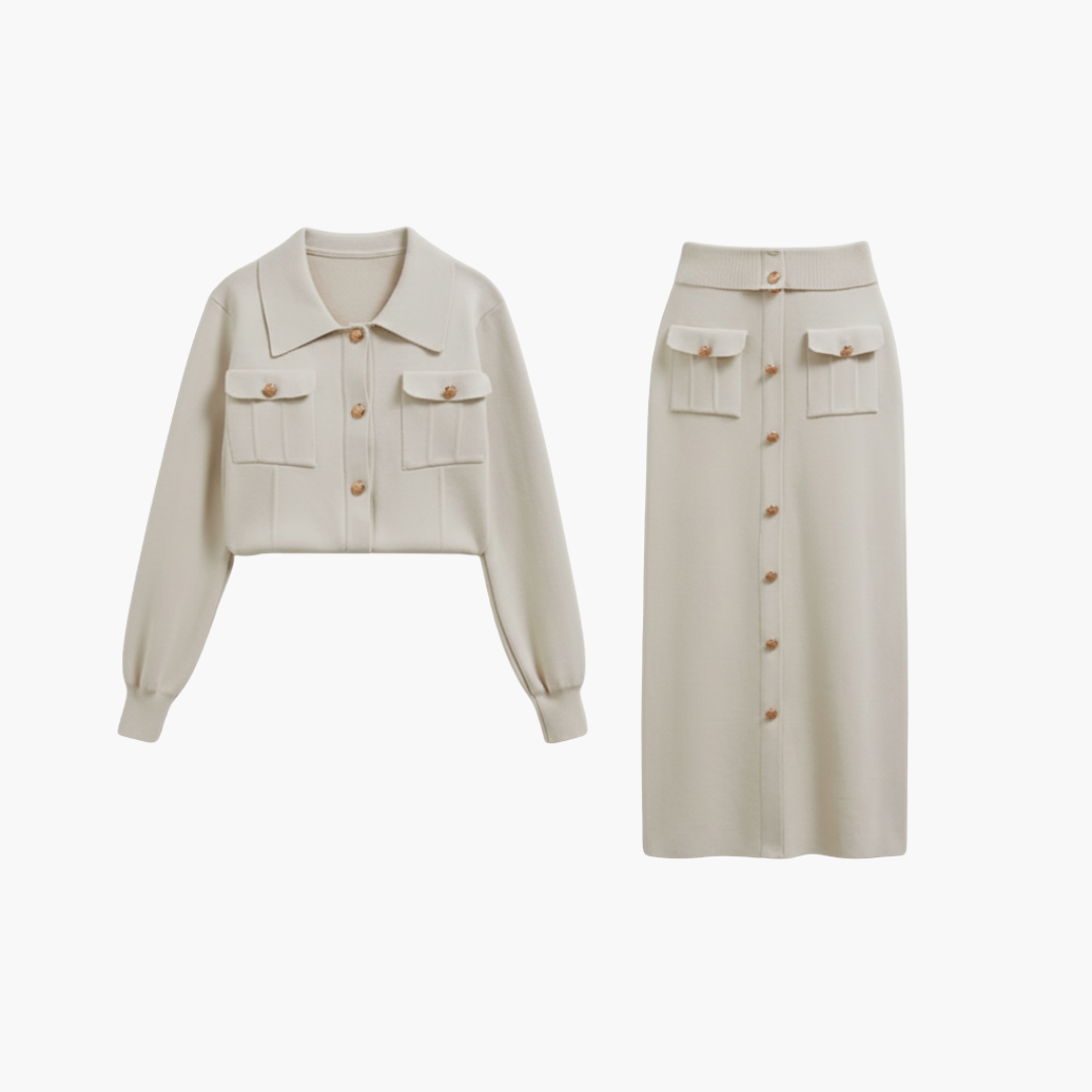 Women's 2 Piece Suit Jacket Skirt Set