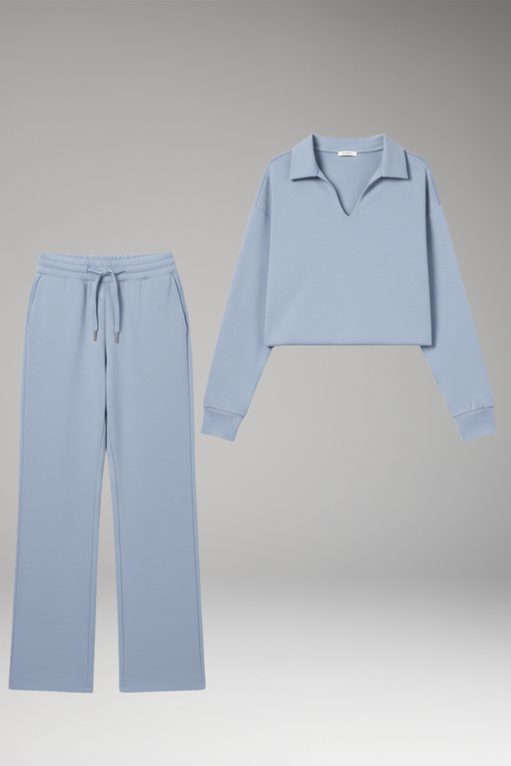 Women's 2-Piece V-Neck Straight Leg Pants Set