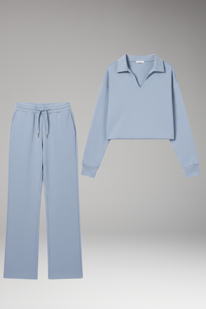 Women's 2-Piece V-Neck Straight Leg Pants Set