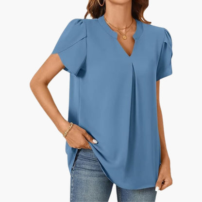 Women's Loose Fit Blouse Puff Sleeve Woven