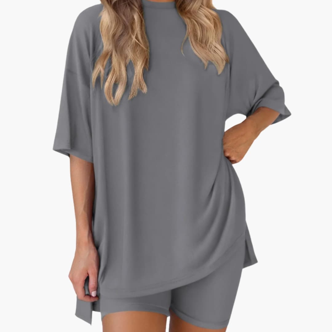 Women's Two-Piece V-Neck And Shorts Set