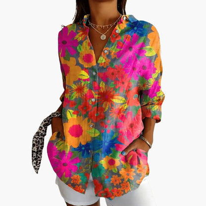 Women's Crew Neck Blouse Long Sleeve Woven