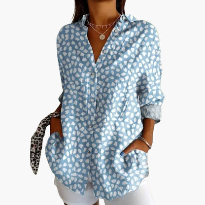 Women's Crew Neck Blouse Long Sleeve Woven