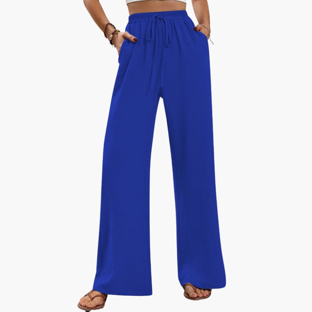 Women's Palazzo Pants Stretch Waist Side Pockets