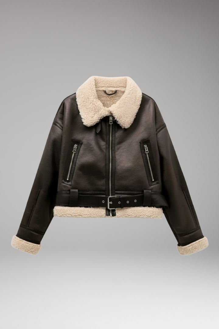 Women's Zip Up Belted Jacket