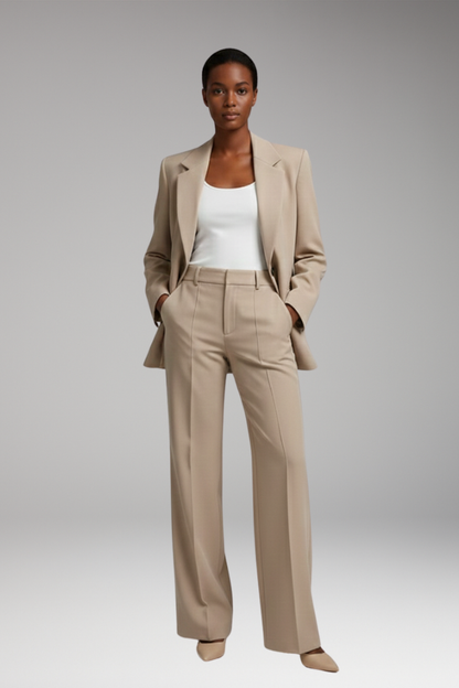 Women's Blazer Suit Straight-Leg Pants Set