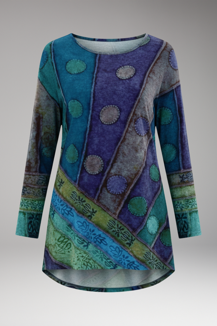 Women's Tunic Round Neck Patchwork