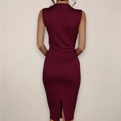 Women's Sleeveless High Neck Midi Dress