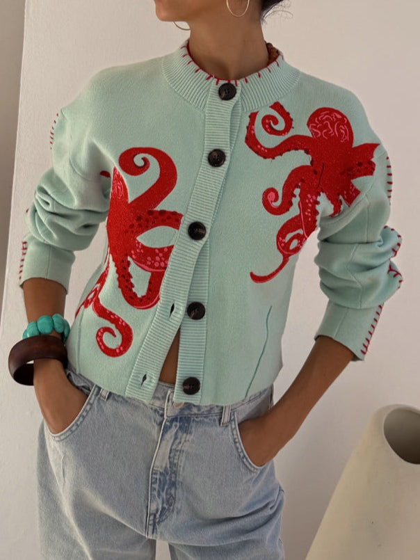Women's Cardigan Applique Design
