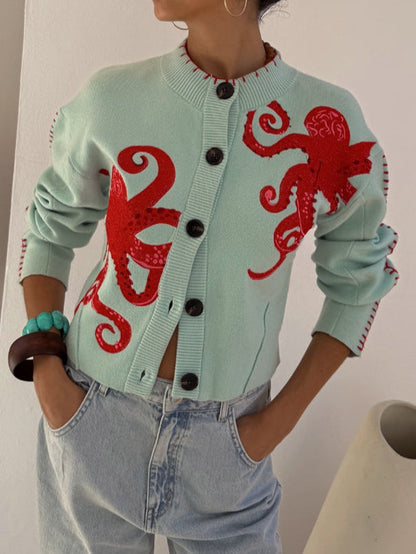 Women's Cardigan Applique Design