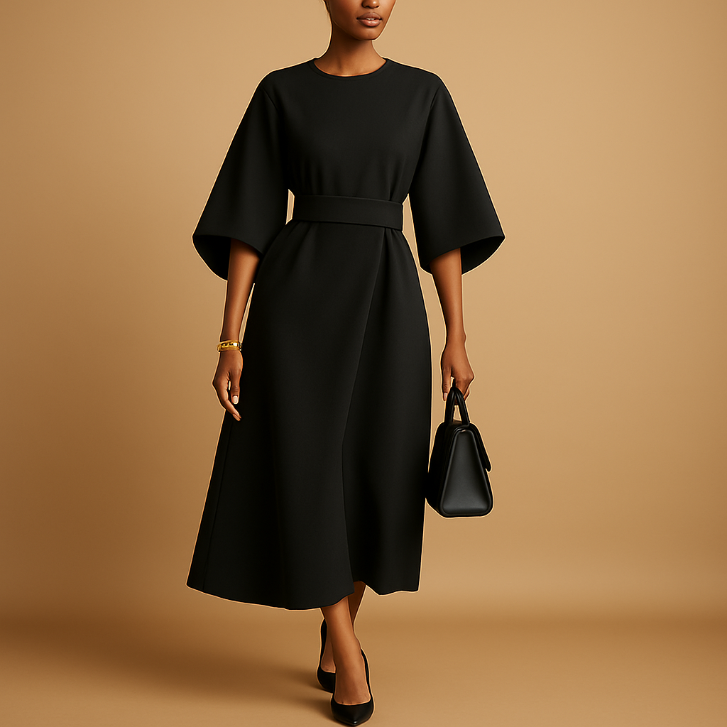 Virella Women's A-Line Midi Dress With Belt