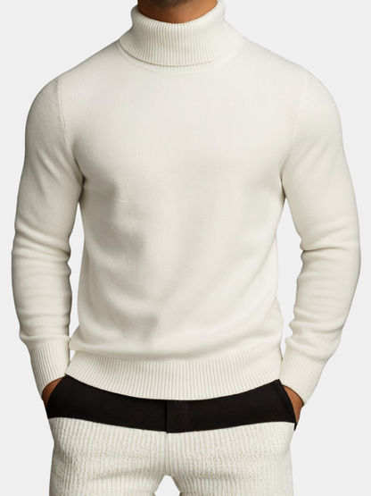 Men's Turtleneck Sweater Ribbed Hem