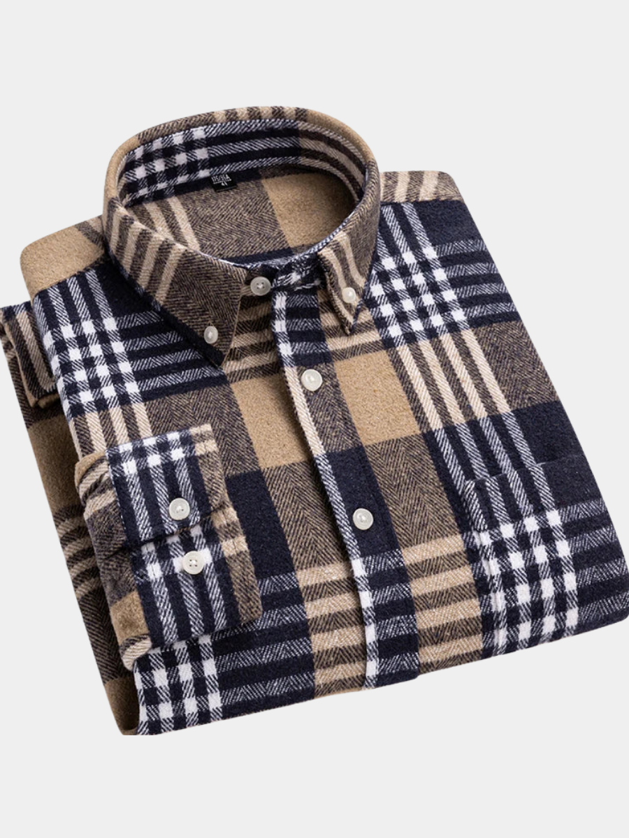 Men's Plaid Long Sleeve Shirt Button Front