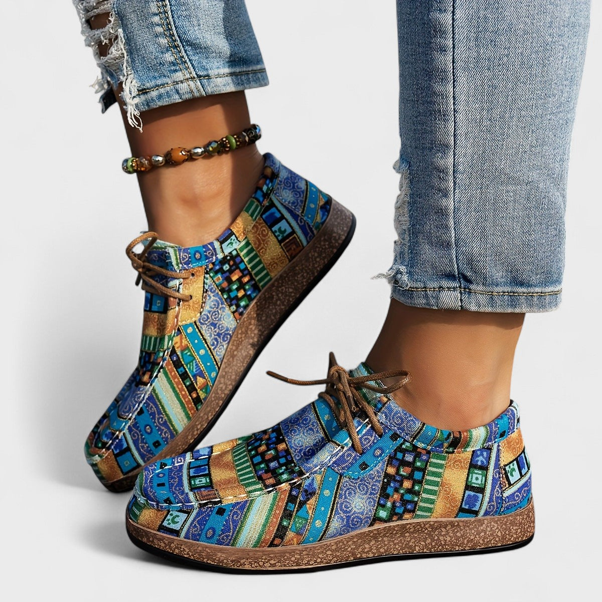 Patchwork Comfort Lace-Up Casual Shoes