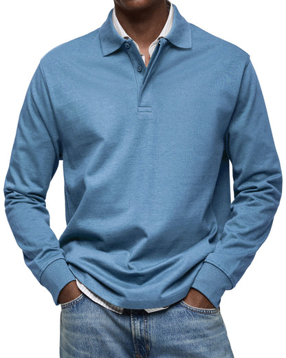 Men's Long Sleeve Polo Shirt Classic Collar