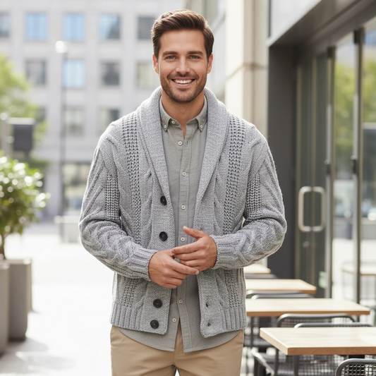 Men’s Cable Knit Shawl Cardigan