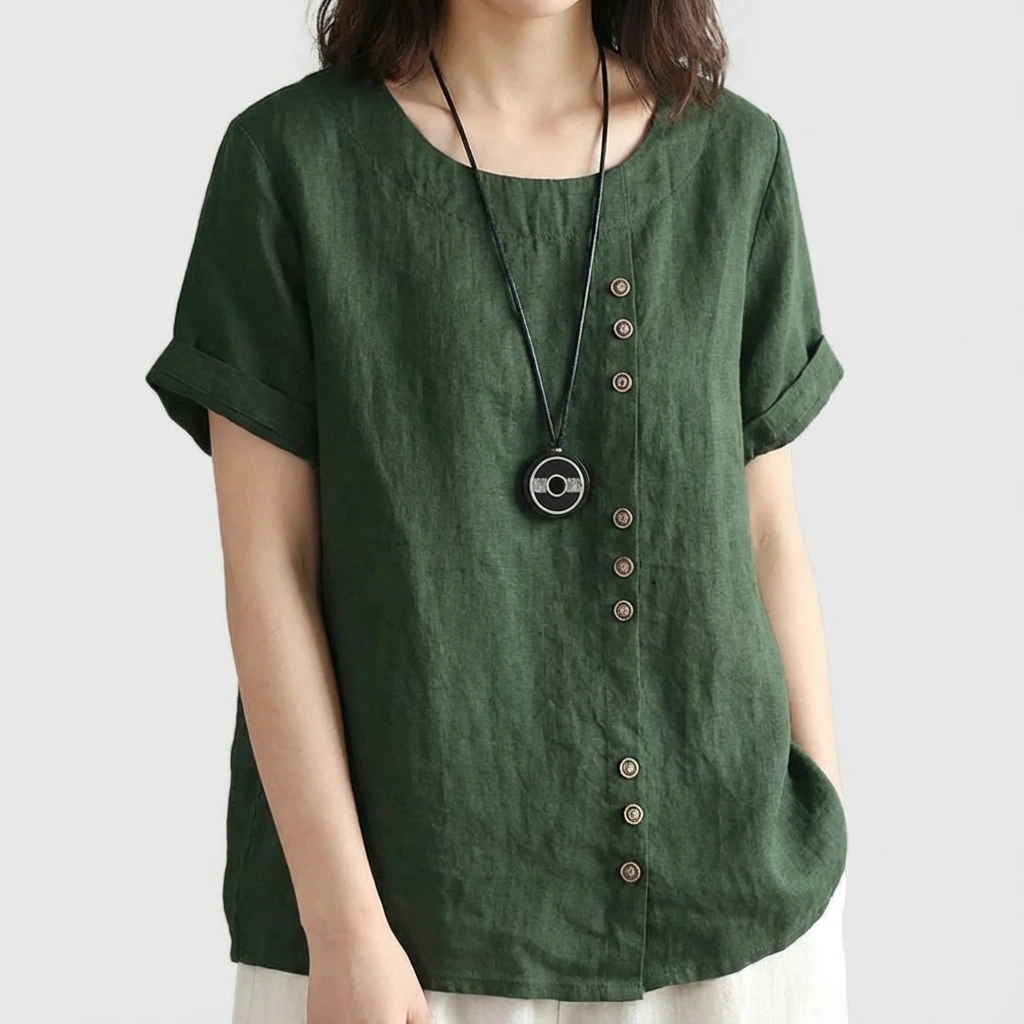 Stylish Asymmetrical Button Blouse