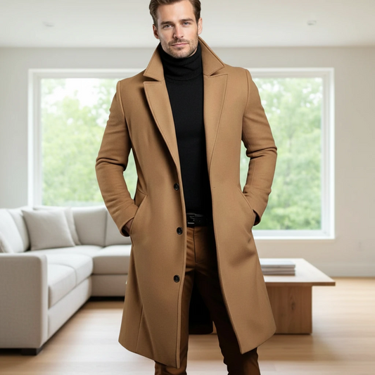Men’s Elegant Long Tailored Winter Overcoat