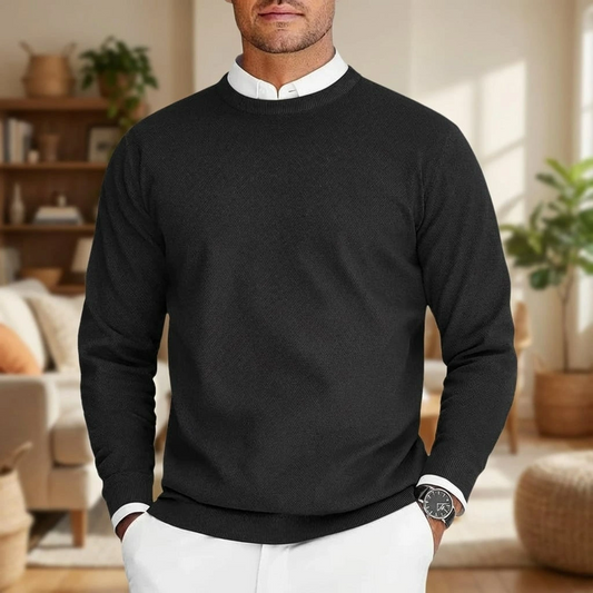 Textured Crewneck Knit Sweater