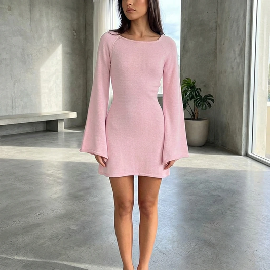 Soft Knit Long Sleeve Mini Dress