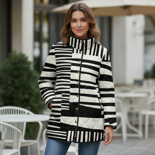 Women’s Striped Quilted Snap Jacket