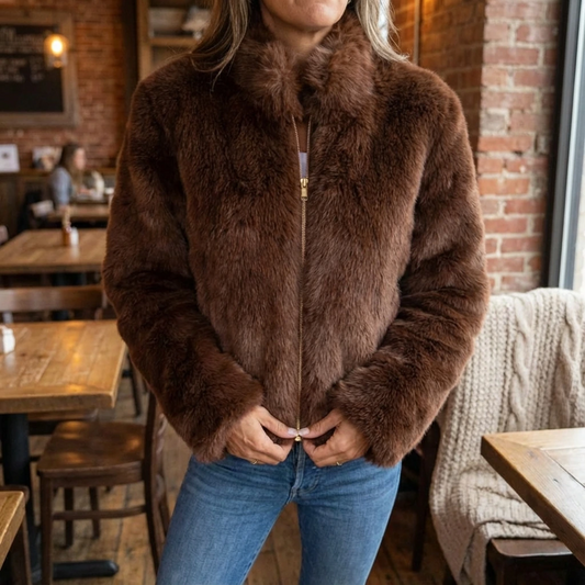 Women’s Plush Zip-Up Statement Jacket