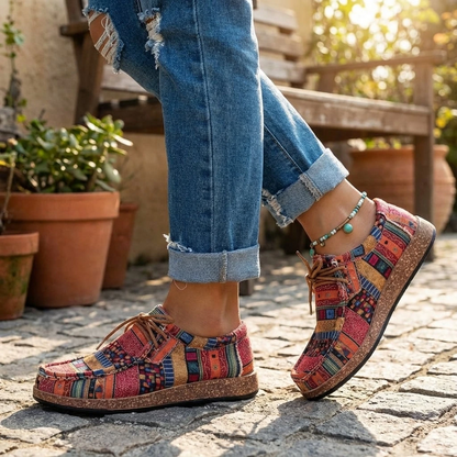 Patchwork Comfort Lace-Up Casual Shoes