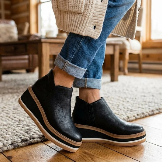 Comfort Everyday Platform Zip Ankle Boots