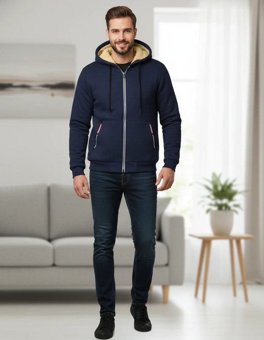 Men’s Winter Plush-Lined Zip Hoodie