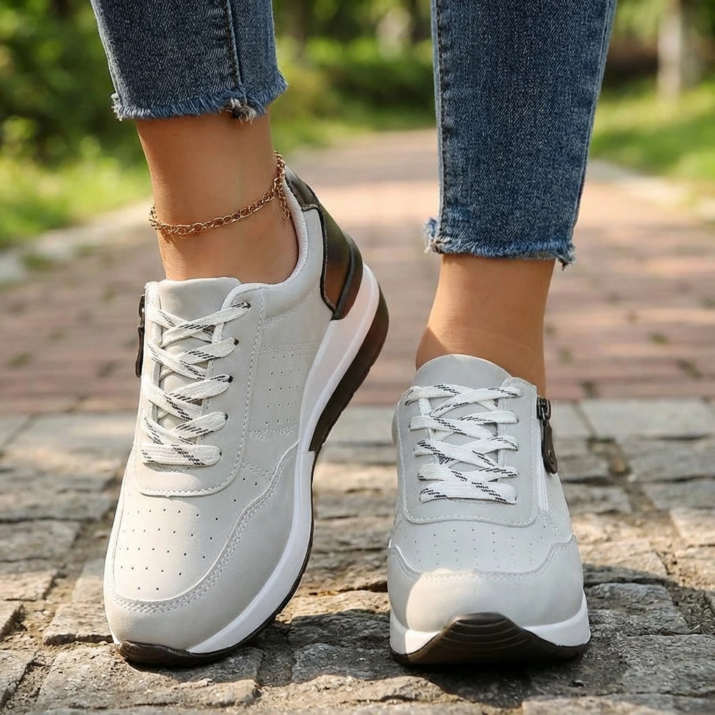 Women’s Comfort Walking Sneakers with Side Zipper