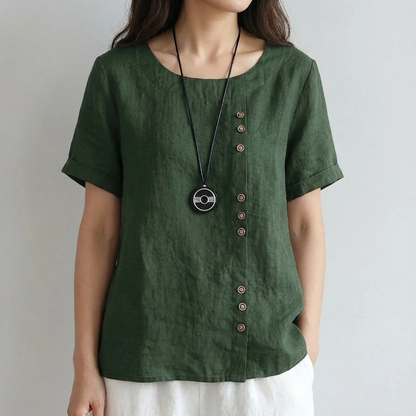 Stylish Asymmetrical Button Blouse