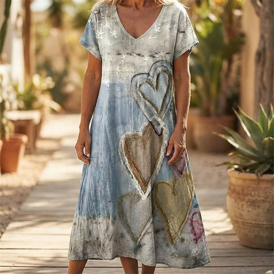 Sandra | Women’s Heart Print Maxi Dress