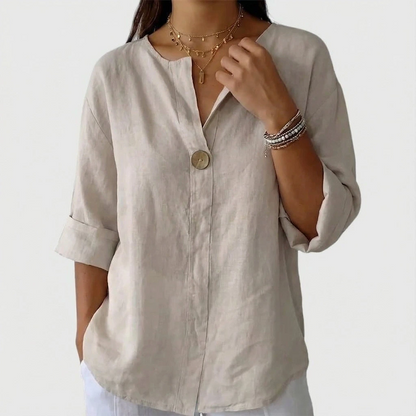 Relaxed Button Front Blouse