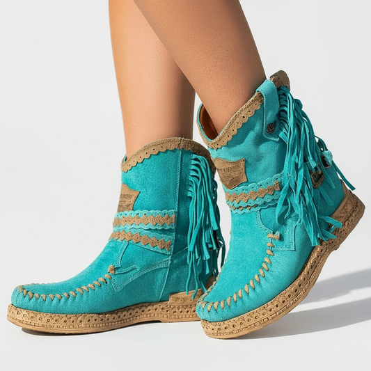 Solara | Women’s Boho Western Fringe Ankle Boots