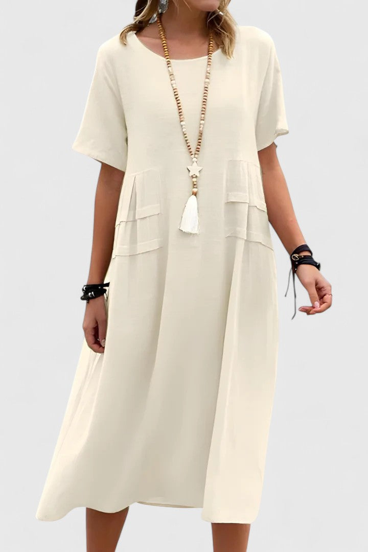 Women's Tiered Pleat Dress Loose Sleeve