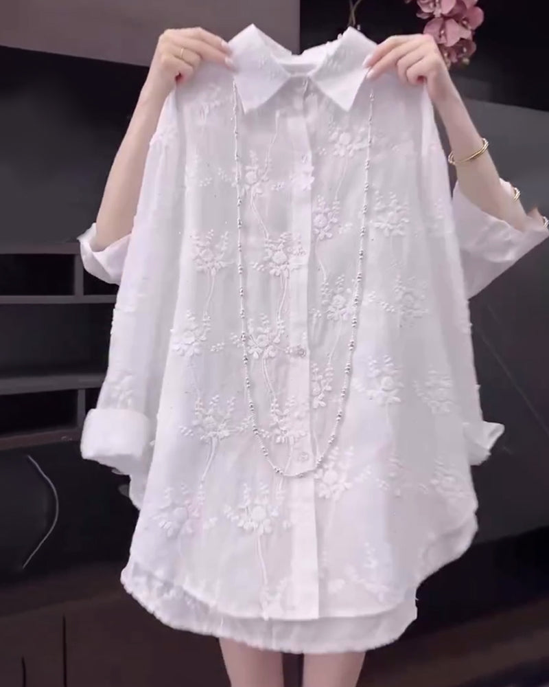 Women Embroidered Drop Shoulder Shirt