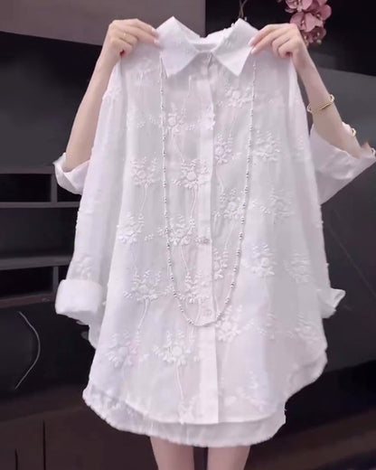 Women Embroidered Drop Shoulder Shirt